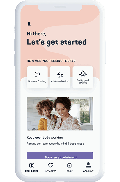 Home screen for Massage Envy app. 