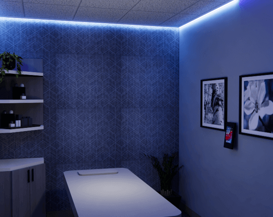 Massage room at Massage Envy clinic.